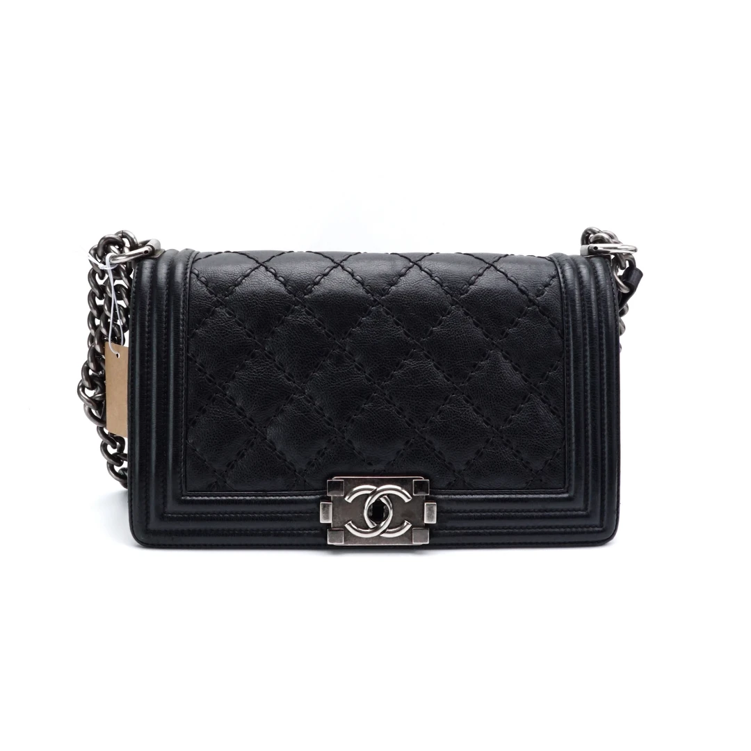 95新 Chanel/香奈儿 Chanel香奈儿黑色Leboy中号链条包 11078