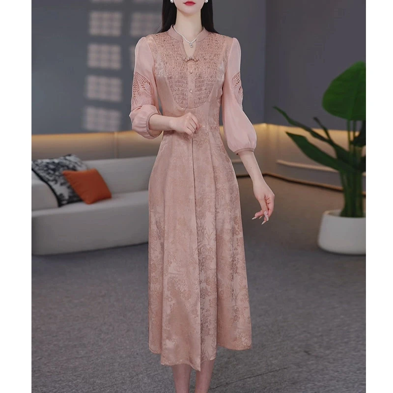 DBF-25A119MJ 新款时尚2025年精致显瘦气质中式连衣裙 M-5XL