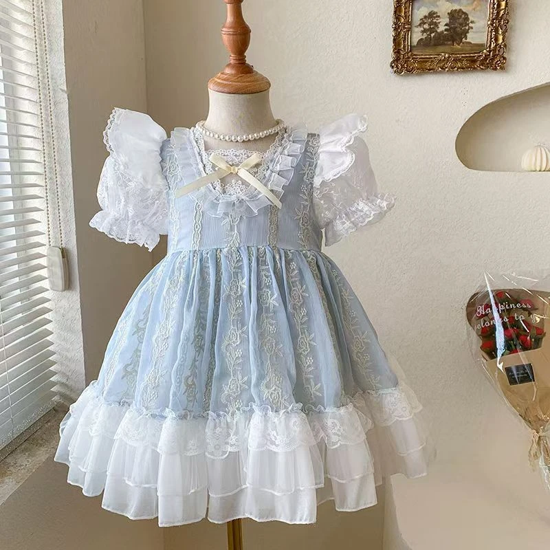 夏装新款洋气洛丽塔公主裙儿童女童连衣裙时髦女宝蓬蓬裙子6Y279