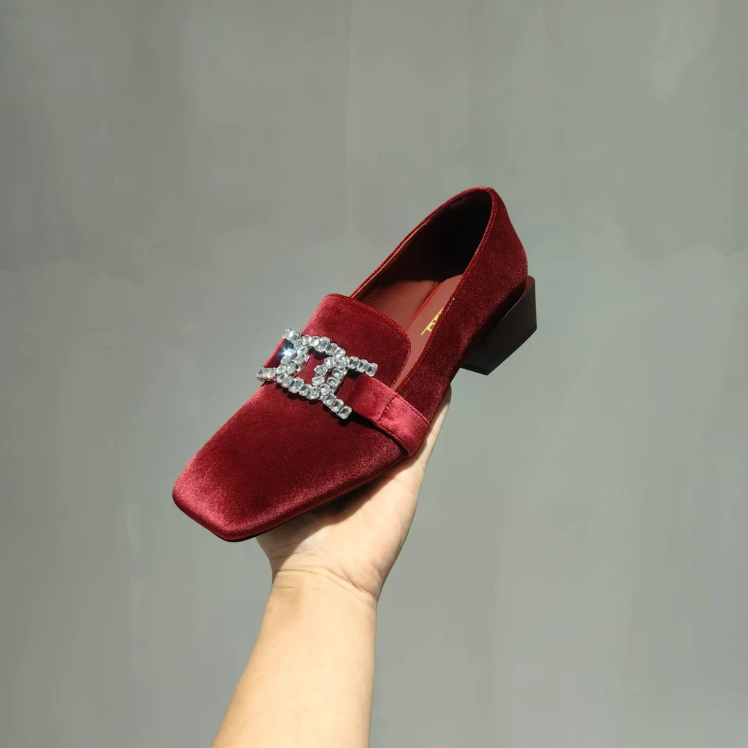 蒂格薇琦 2025年新款单鞋女式方头百搭中跟浅口气质黑色1305968