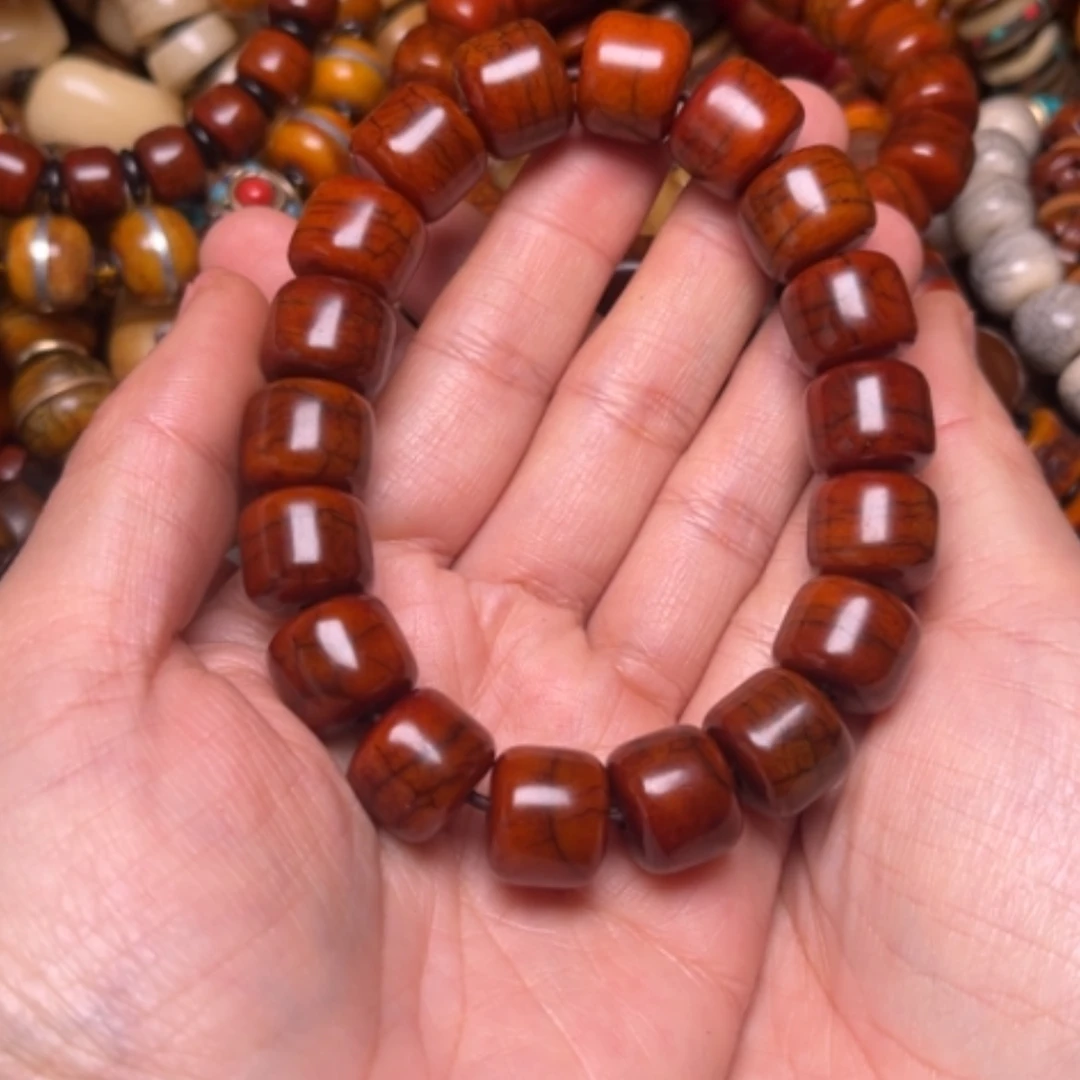 【闪购商品】牛骨手串/手链一**@牛骨红14×12×18颗