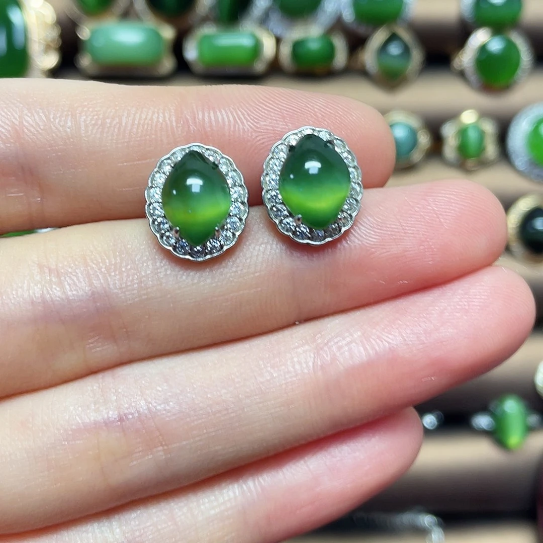 火***火和田玉（碧玉）银S925镶嵌吊坠(不含链)