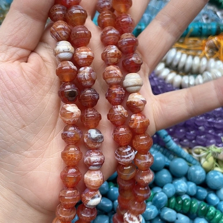 玛瑙/玉髓合金珠宝半成品一条10m奶皮铃铛