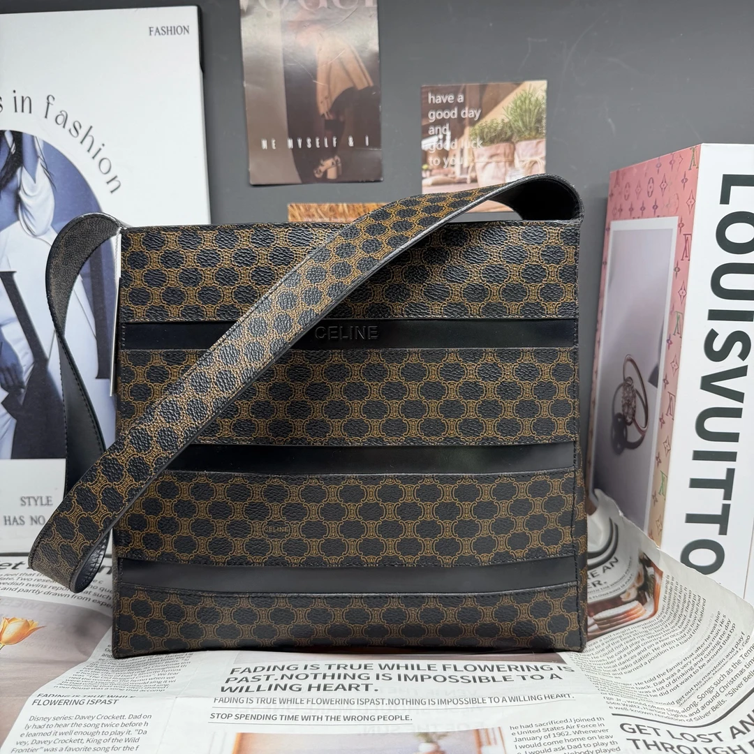 99新 Celine/思琳 琴谱包小托特 经典凯旋门黑色老花 80882