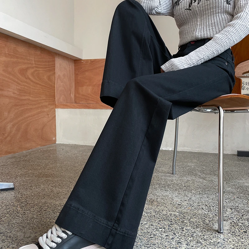 牛仔裤宽松显瘦女装直筒流行春秋季加绒垂感舒适百搭长裤子阔腿裤