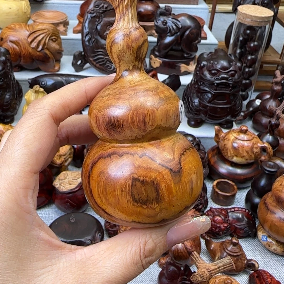 安***@木黄花梨雕刻葫芦把件
