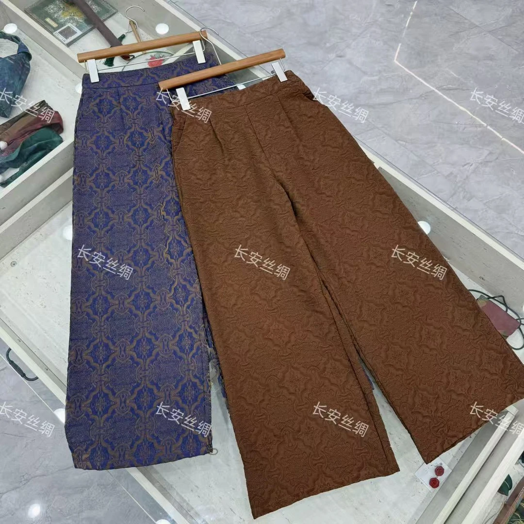 【长安】新中式复古休闲提花织金高定休闲裤