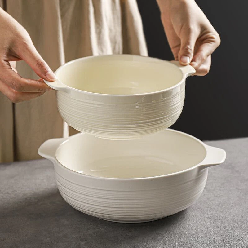 简约防烫双耳汤碗大号陶瓷日式汤盆新款家用高颜值泡面大碗酸菜鱼