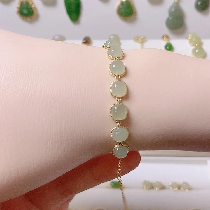 银S925镶嵌手链和田玉晴水