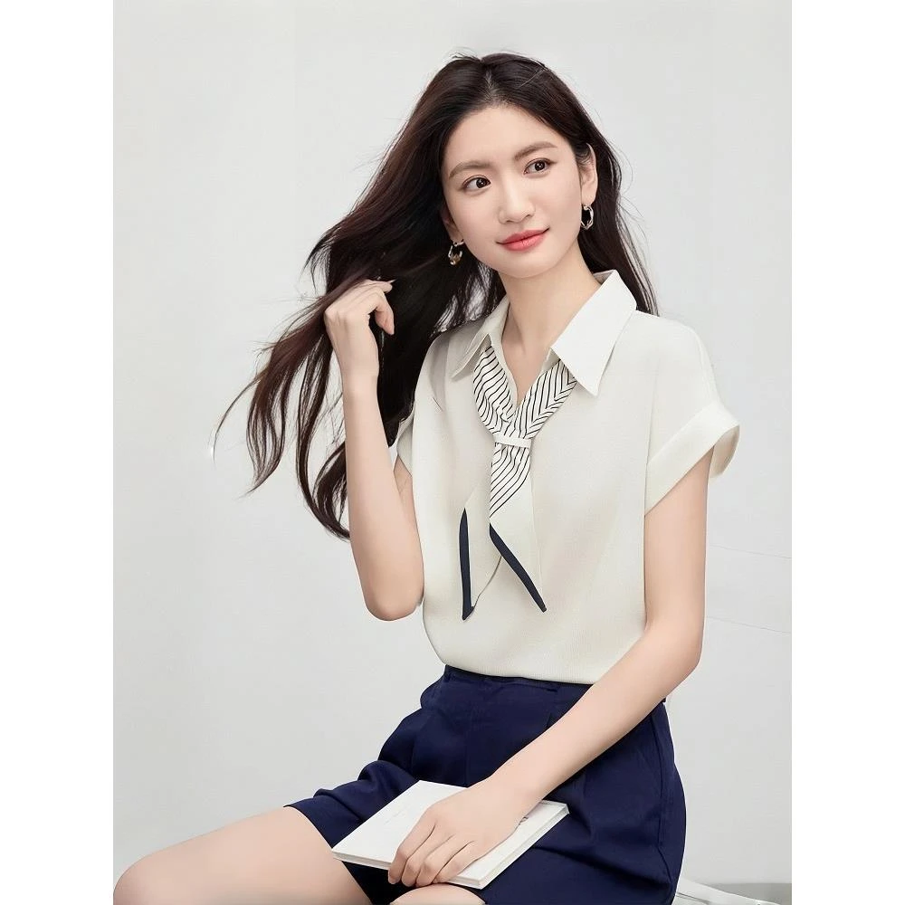 蒲恋2025夏季新款女装百搭休闲显瘦通勤短袖衬衫