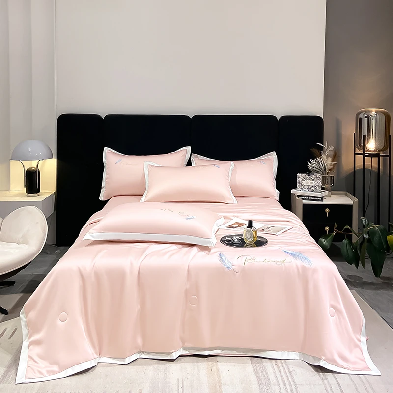 富安娜新款适用夏季凉感冰丝夏被四件套空调被单人可机水洗薄款被