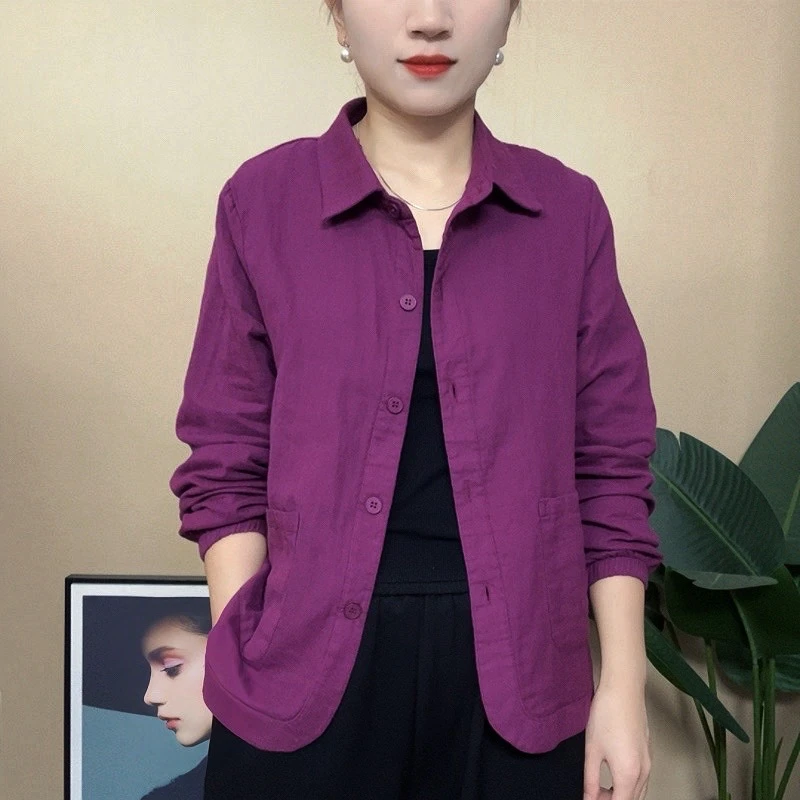 2025新款纯色短外套秋季时尚长袖宽松百搭宽松妈妈装