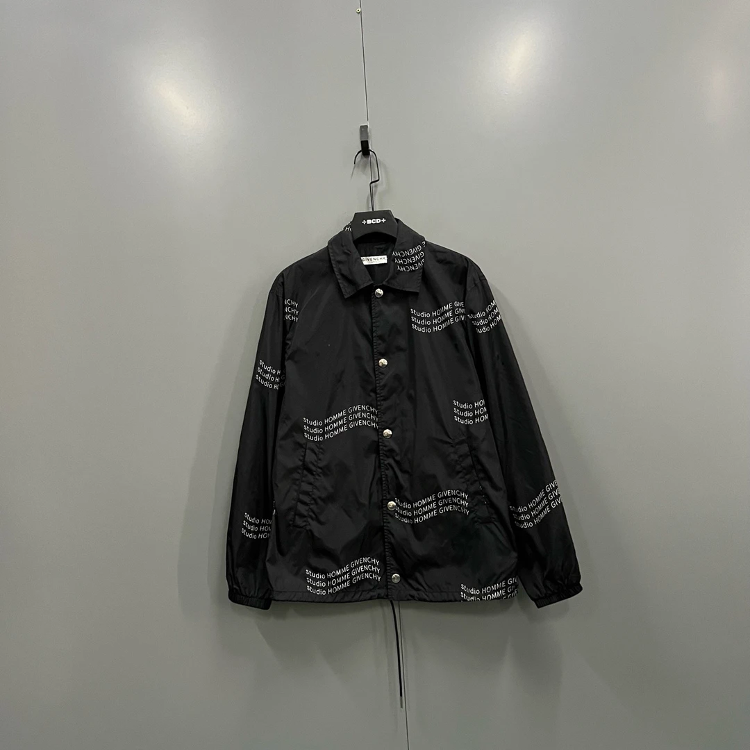 99新 Givenchy/纪梵希 (ll) 黑色徽标尼龙长袖外套 50码/019811