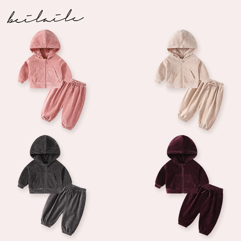 【雪尔绒连帽外套 】婴儿童休闲带帽外套上衣男女宝宝秋装J11