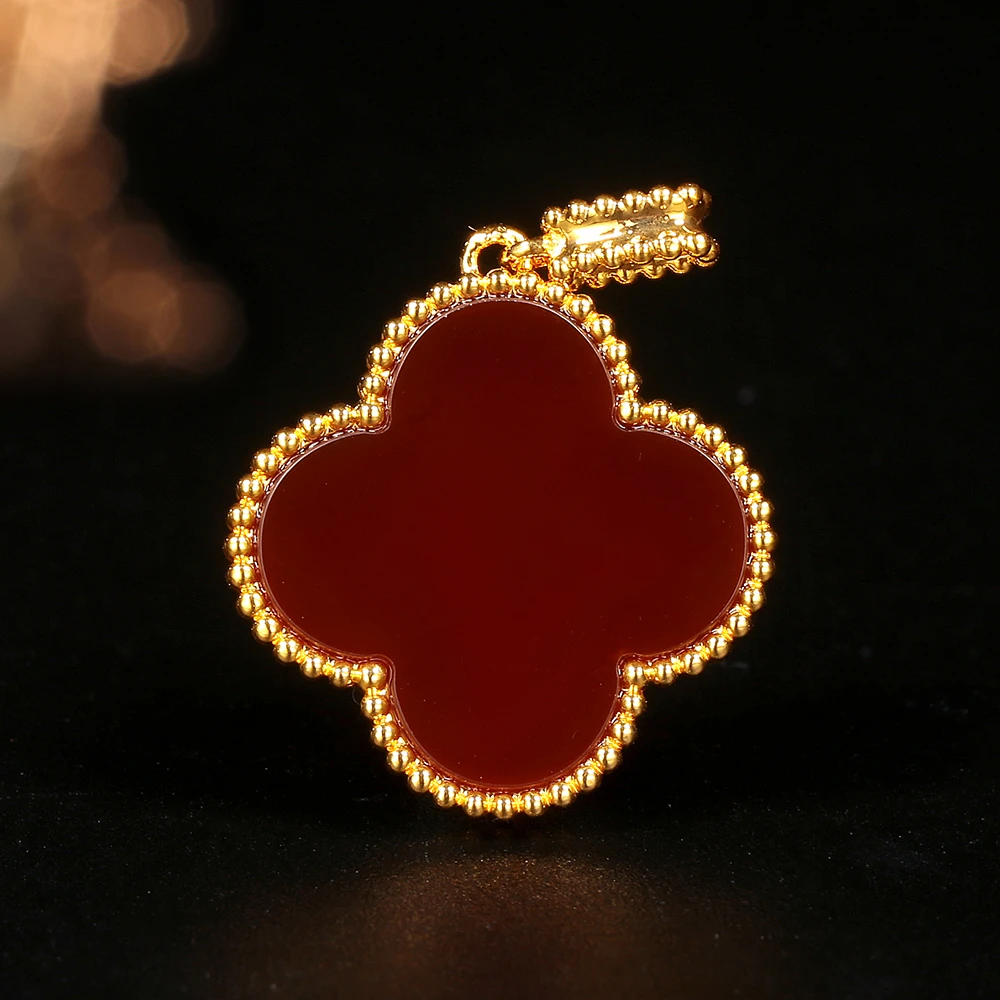 【柴柴专属】18K金红玛瑙四叶吊坠20mm （不含链）轻奢时尚经典精致