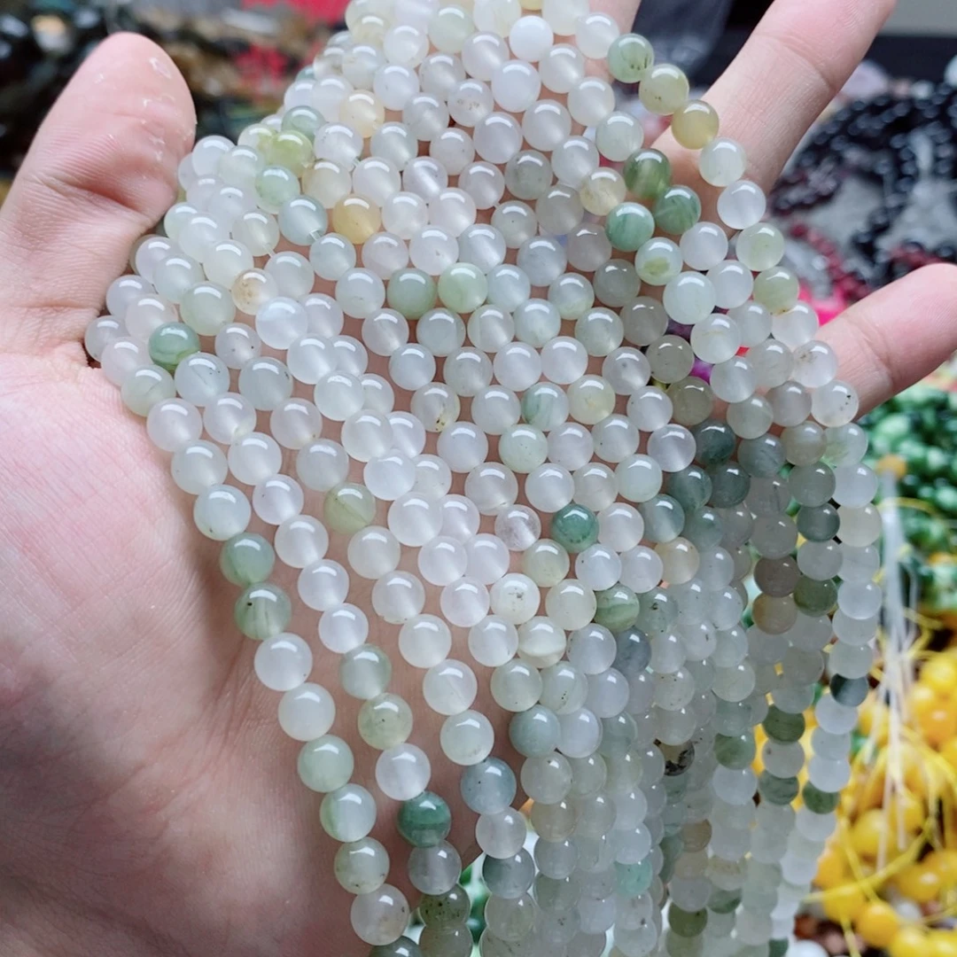玛瑙/玉髓未镶嵌珠宝半成品一条天然6mm天山翠圆珠B99