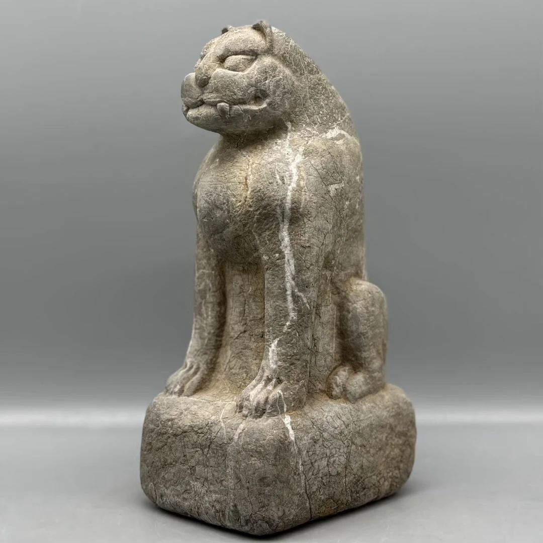 老石雕工艺品老物件青石案头石兽高24厘米创意雕刻精美