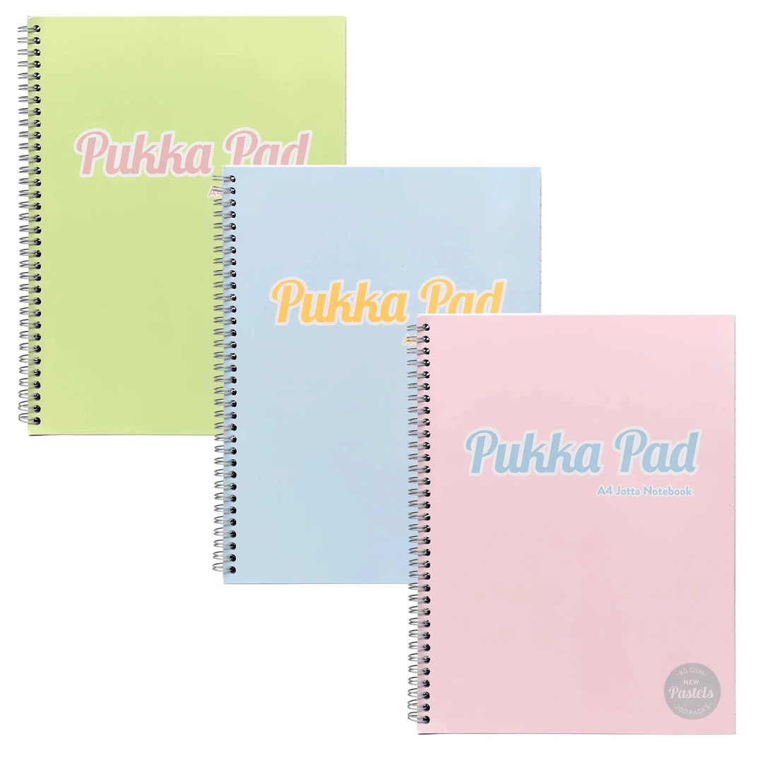 Pukka Pad 淡彩A4/A5线圈本美式分栏4孔学习记事本100张笔记本