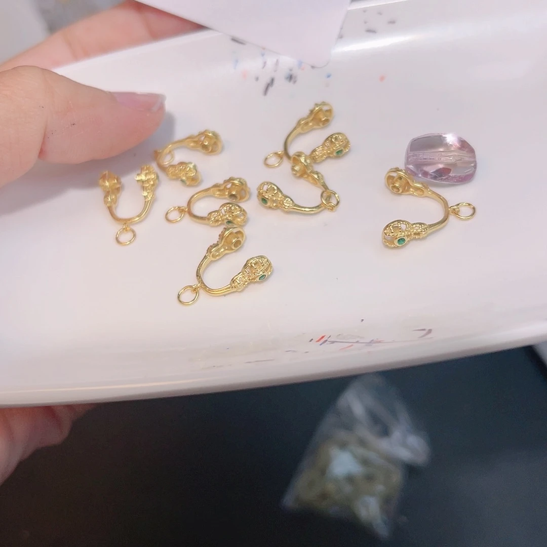 紫晶珠宝半成品银S925镀金镶嵌90