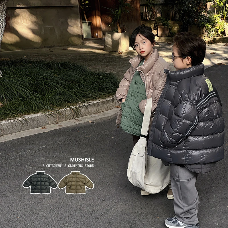 【杜邦三防】阿又男童冬季纯色立领羽绒服儿童复古保暖潮流83280D