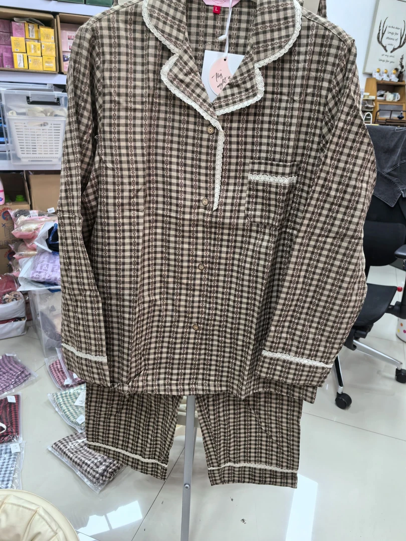 【暖暖甄选】63319B家居服家居服套装长袖成人灰色女士秋冬保暖睡衣
