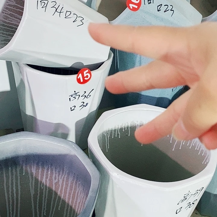 陶瓷大花盆菱型八角一套