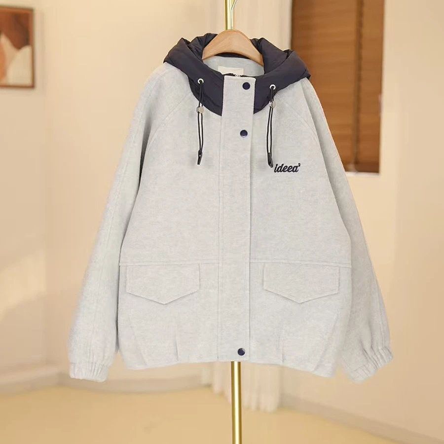 秋冬新款女大童加厚棉服外套时尚休闲韩版保暖青少年装-SW171