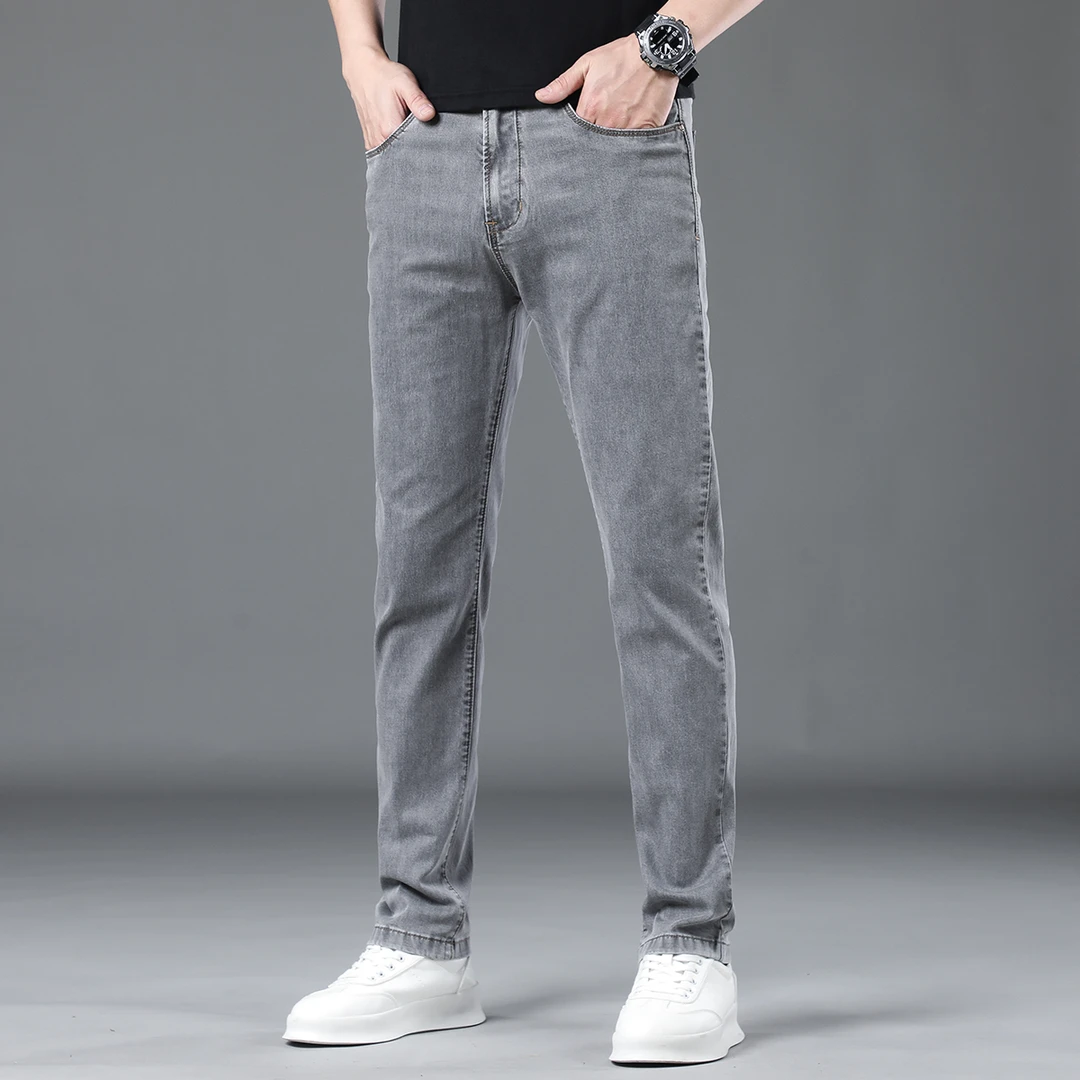 2025新款爆款轻奢牛仔裤男夏季莱塞尔薄款修身小直筒弹力休闲裤