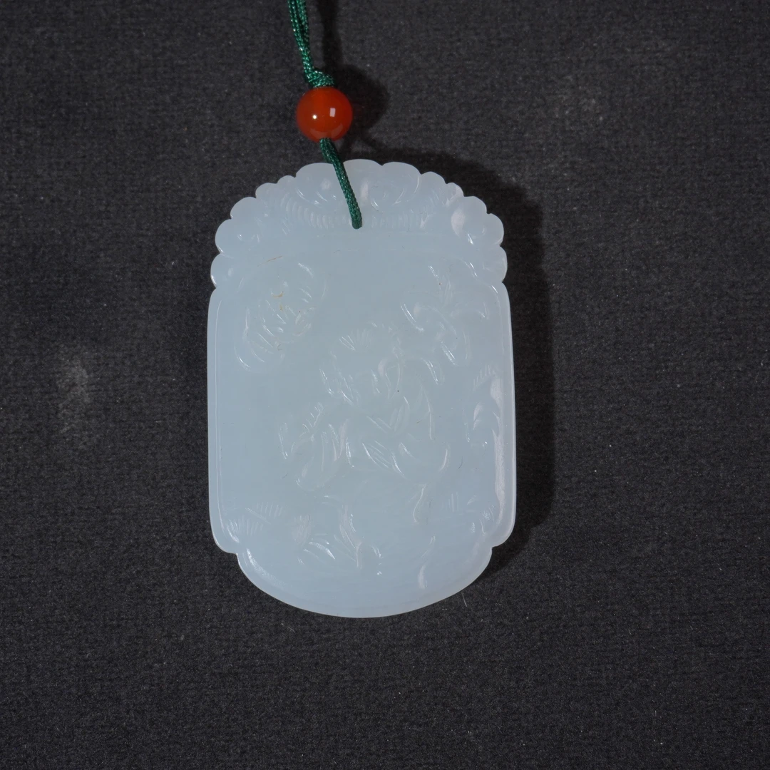 4SE108  清 和田玉童子送财玉牌