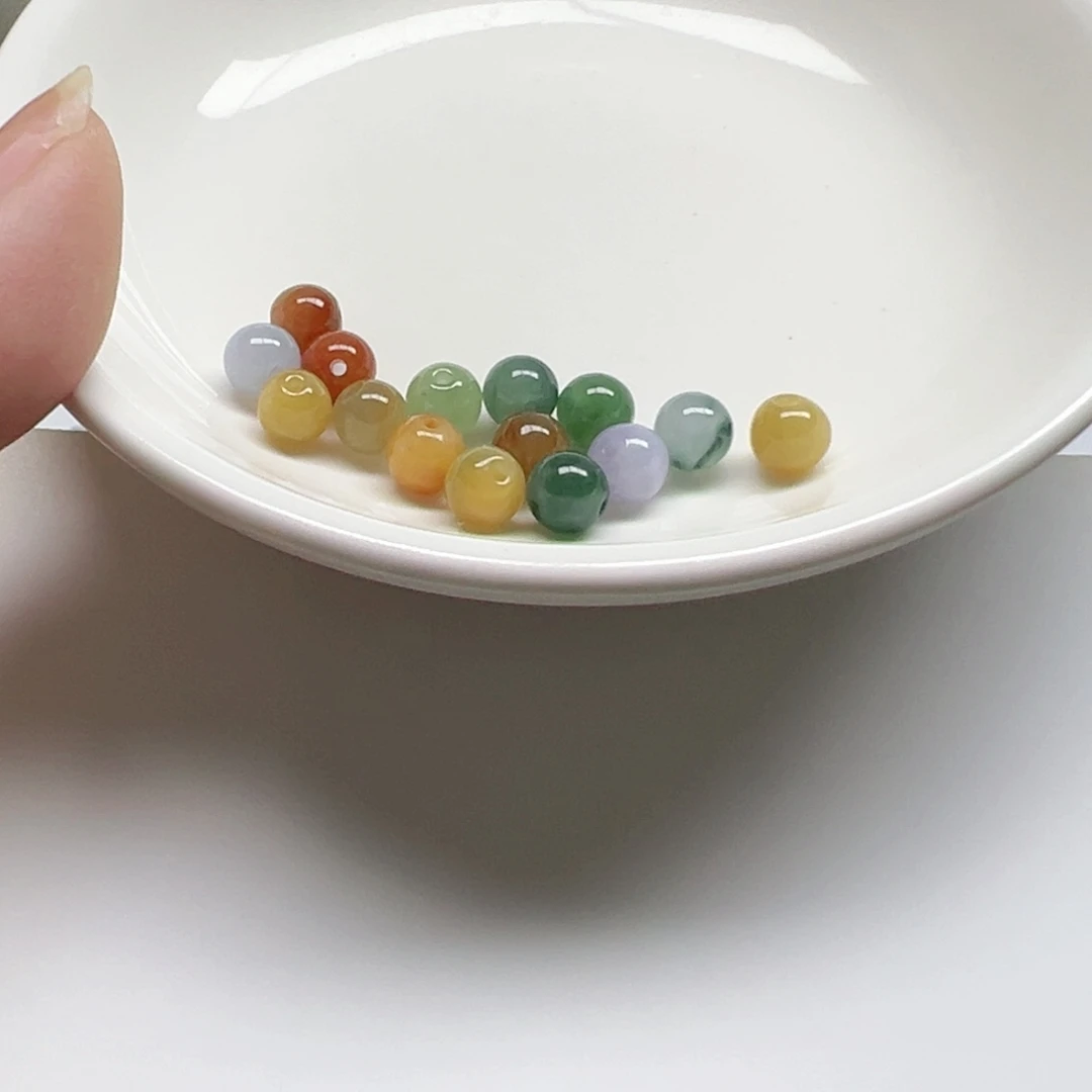 散珠翡翠咳*纯天然缅甸翡翠A货卡6.3，15颗分3单