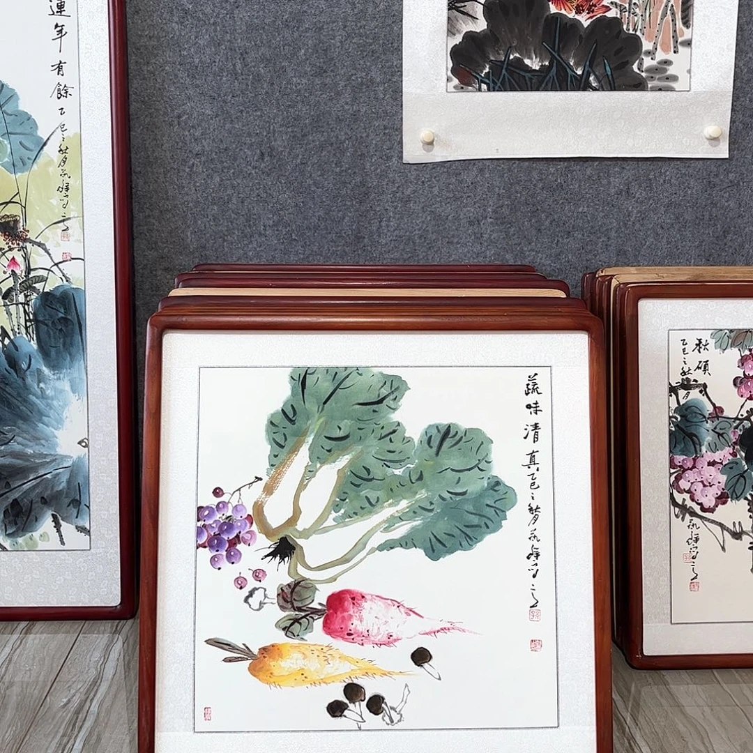 国画书画作品带框63×63