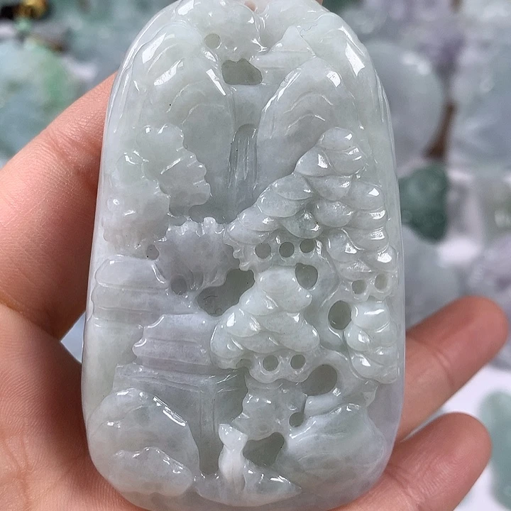 颈饰未镶嵌翡翠山水福利卡厚10+