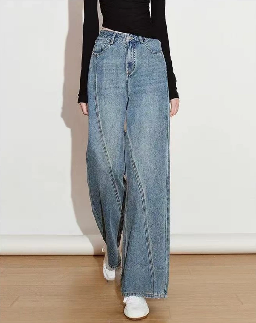 Manmi 不规则立体剪裁牛仔阔腿裤 8007（K1C）