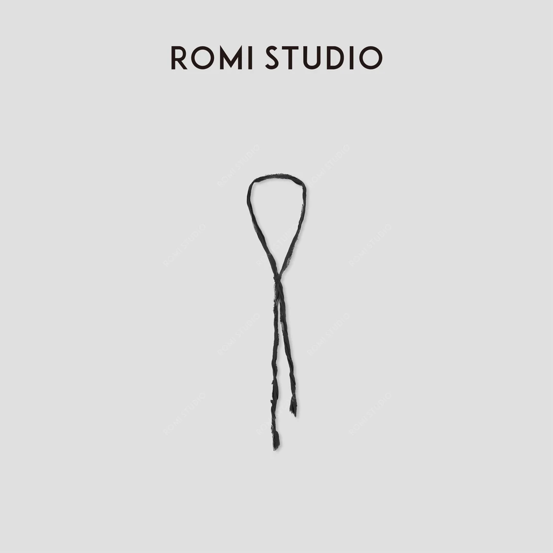 ROMI STUDIO"复古穿搭"手工汉麻天然感织带压褶丝巾 RWCLPY5289