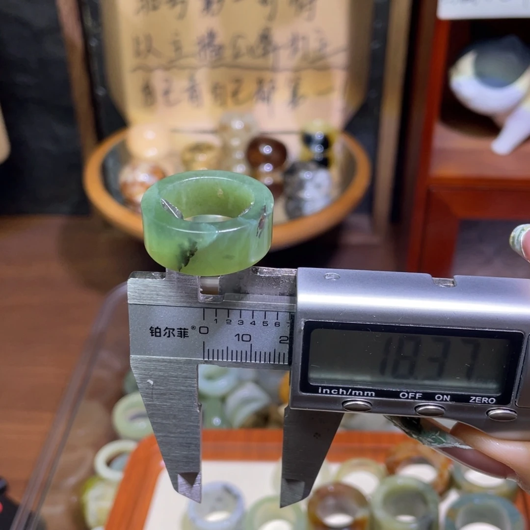 珠***子蛇纹石玉合金戒指纹