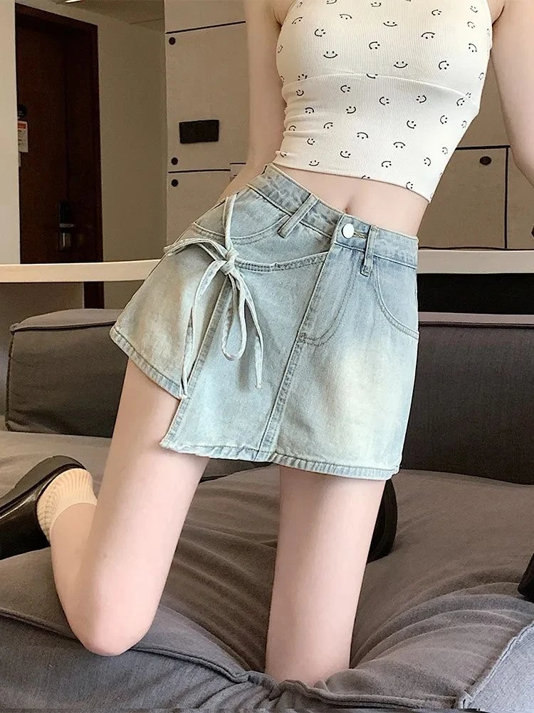 过款牛仔短裤短裙辣妹百搭夏季包臀A字设计感