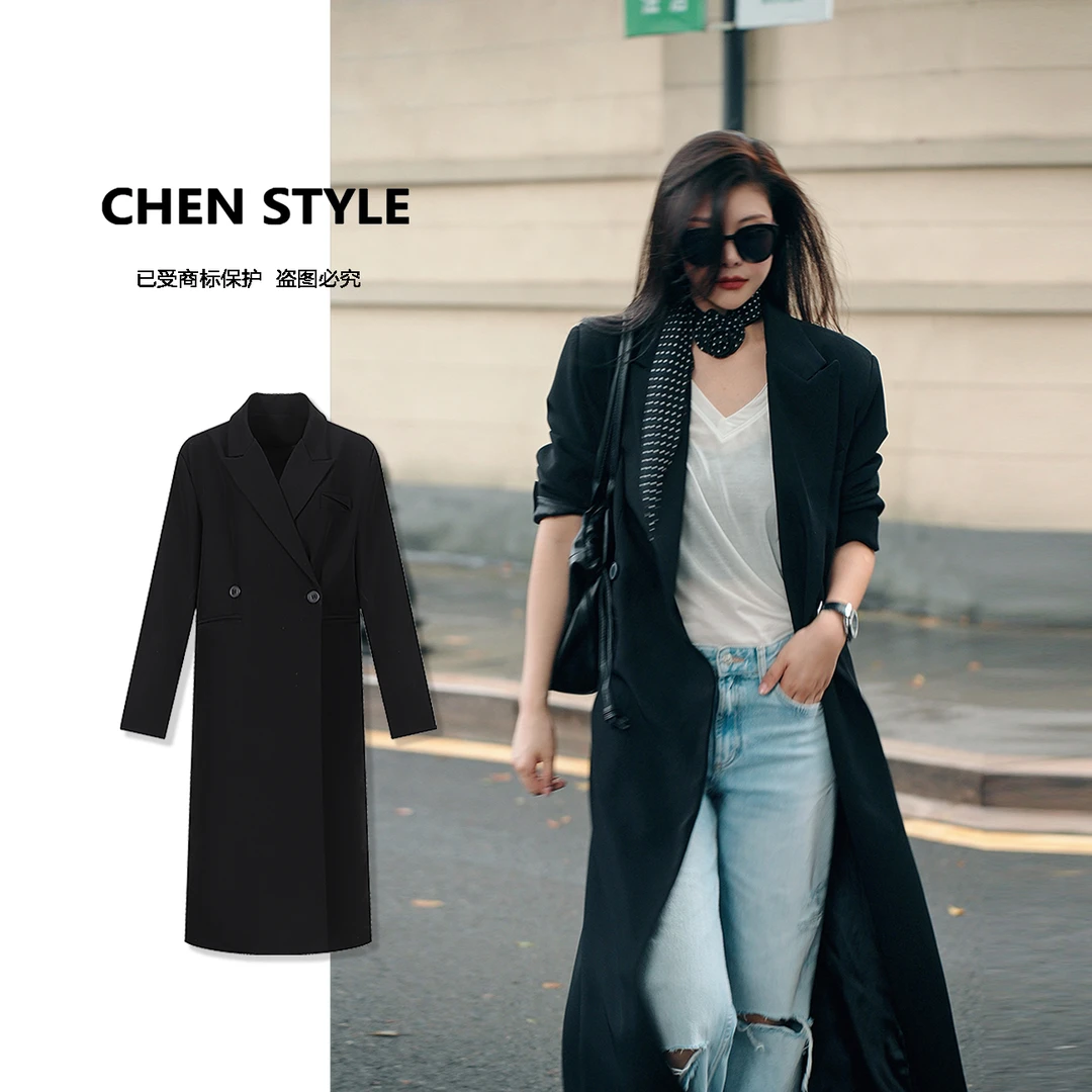 楚楚君~【女王风衣】WT72240简约百搭时尚经典长款风衣