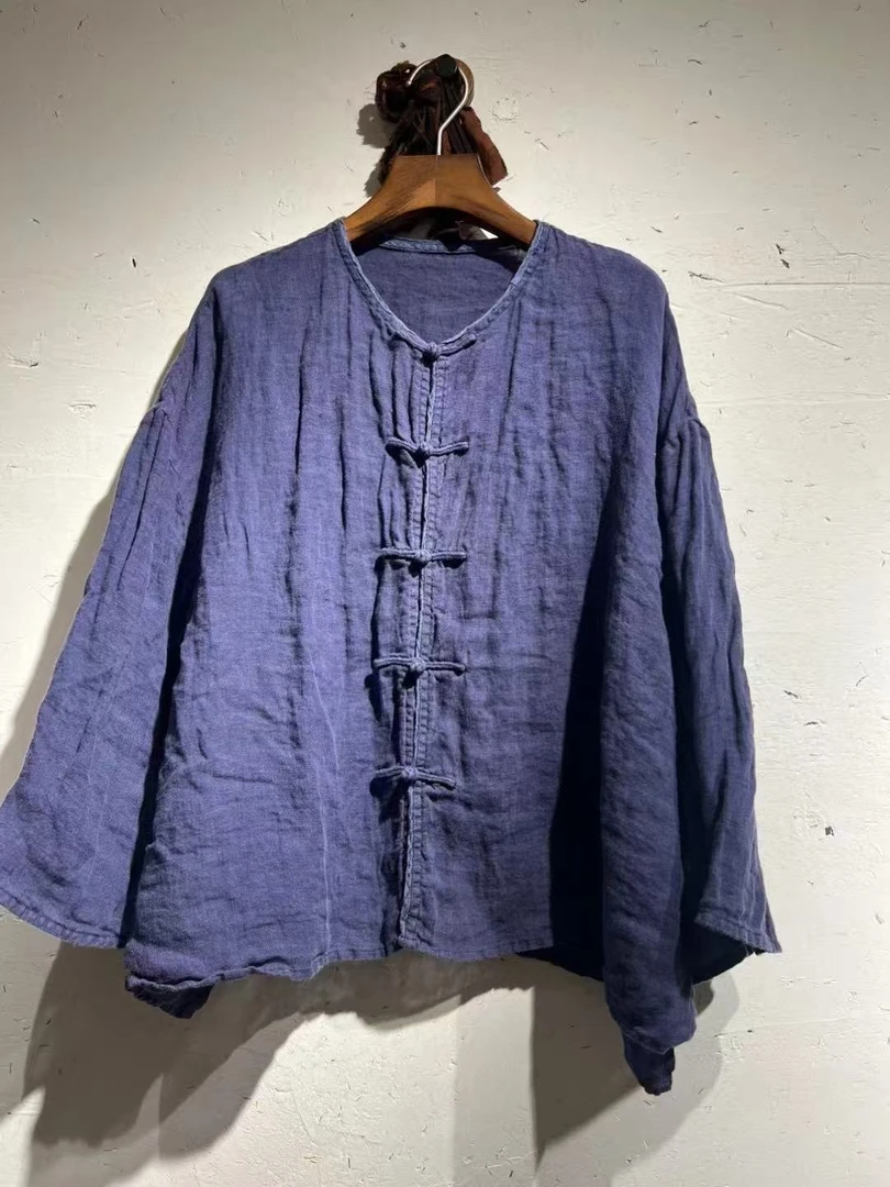 【小姨】分享衣路原创设计手工盘扣亚麻衫，衣长60/140胸围
