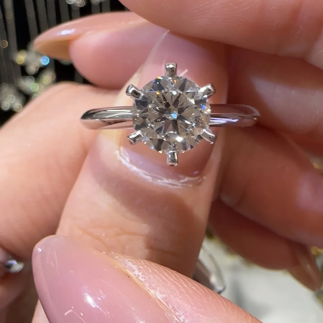 铂Pt950镶嵌实验室培育钻石t六爪1卡