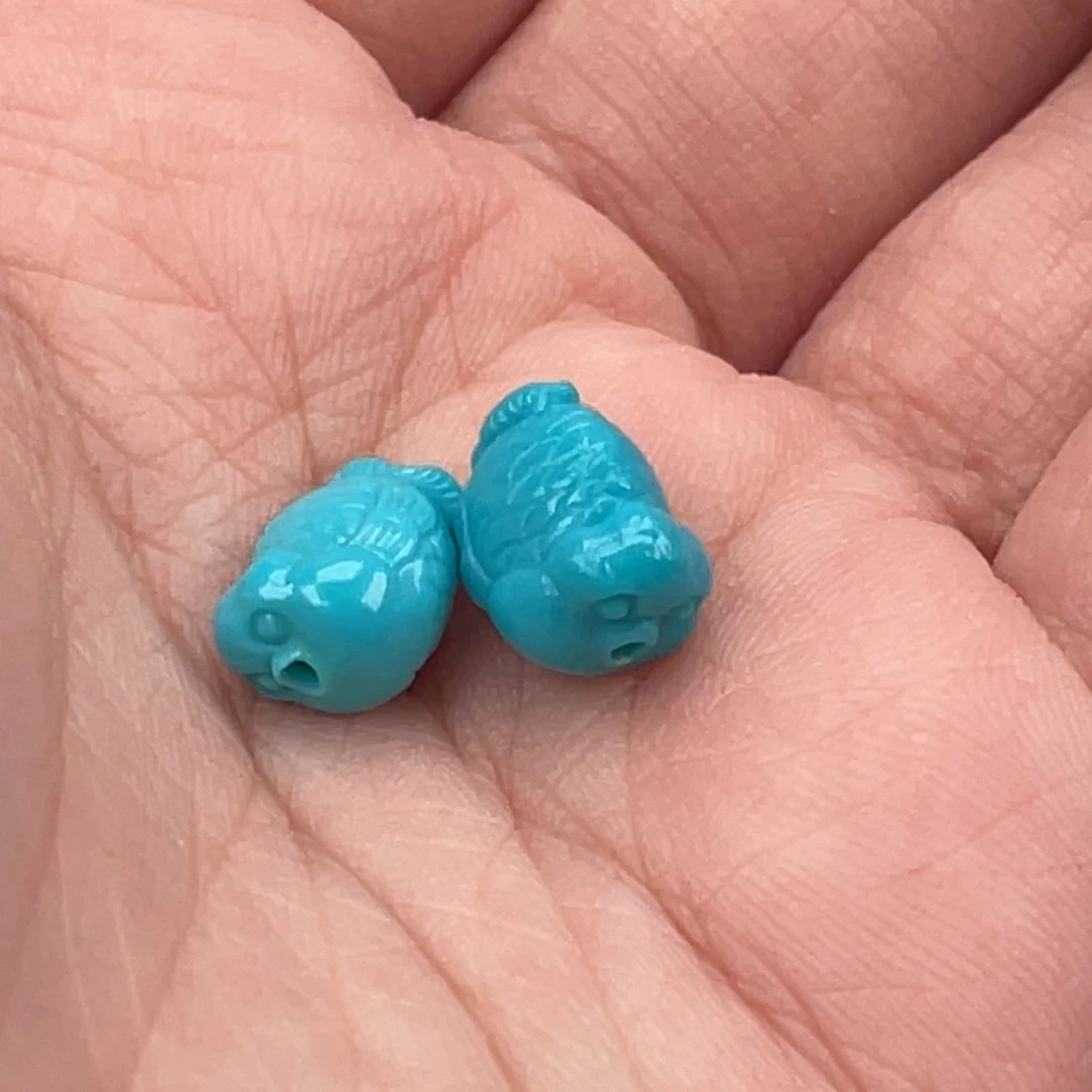 绿松石合金挂件金鱼雕件