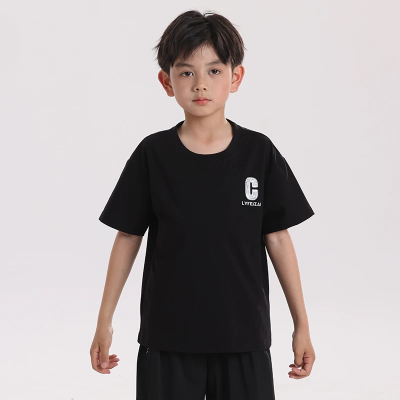 男童t恤短袖纯棉中大童宽松休闲运动上衣简约百搭儿童服装男童潮