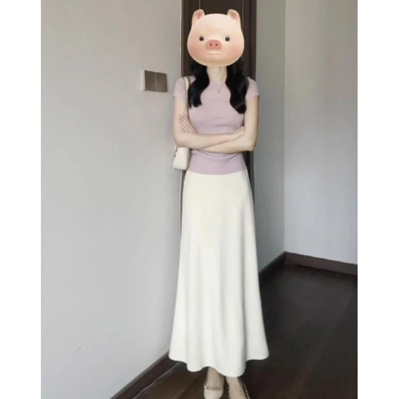 夏装搭配一整套韩系多巴胺穿搭今年流行漂亮高腰半身裙子两件套装