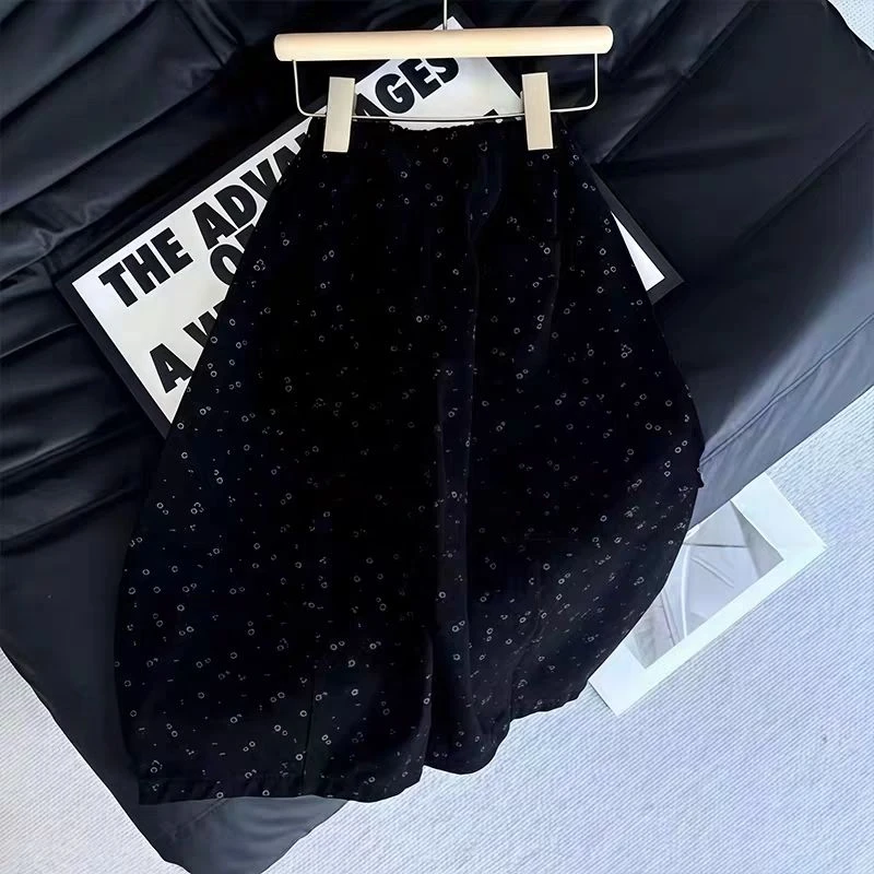 女童裤子春秋季2025新款儿童韩版碎花阔腿裤女大童秋装百搭弯刀裤