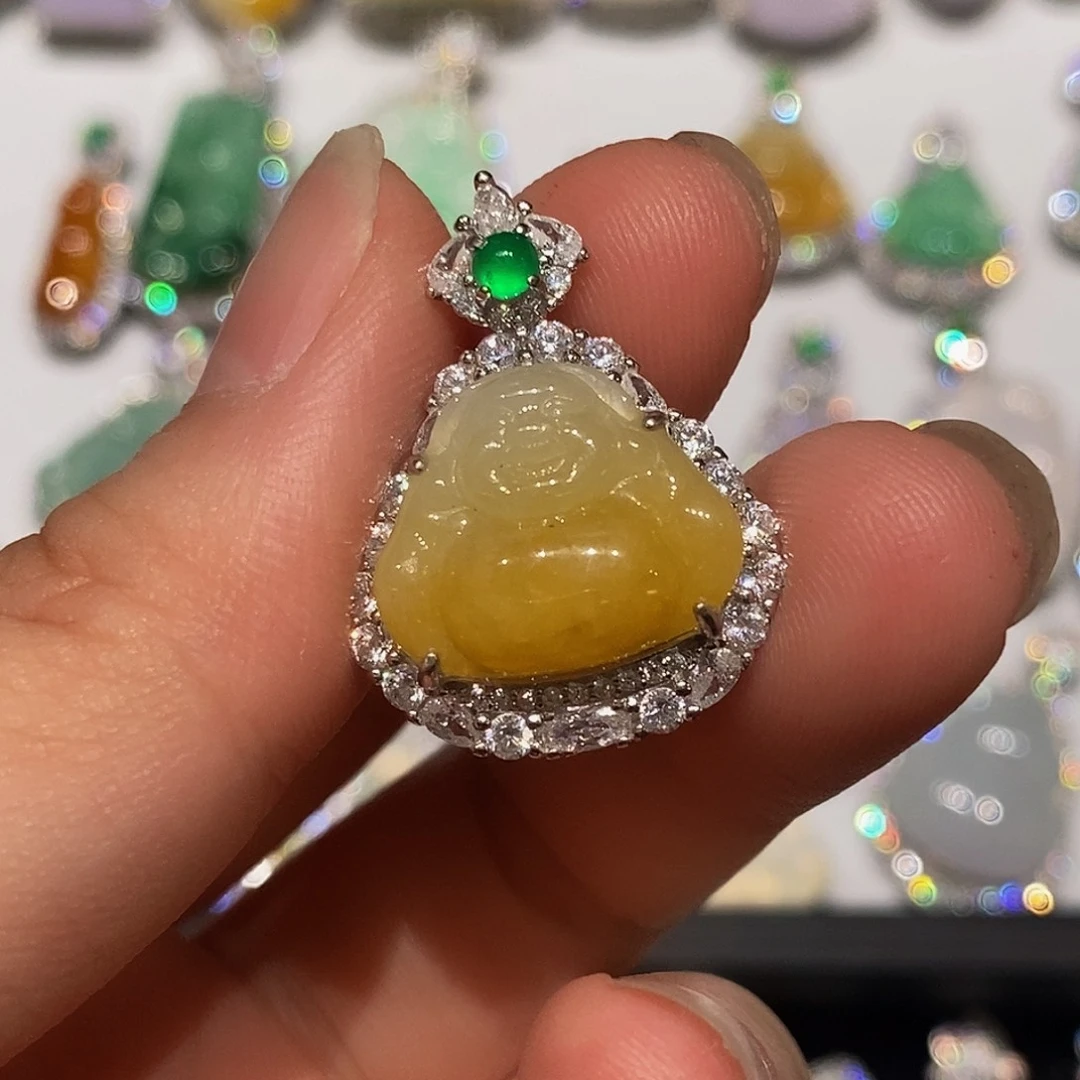 翡翠银S925镶嵌颈饰天然翡翠