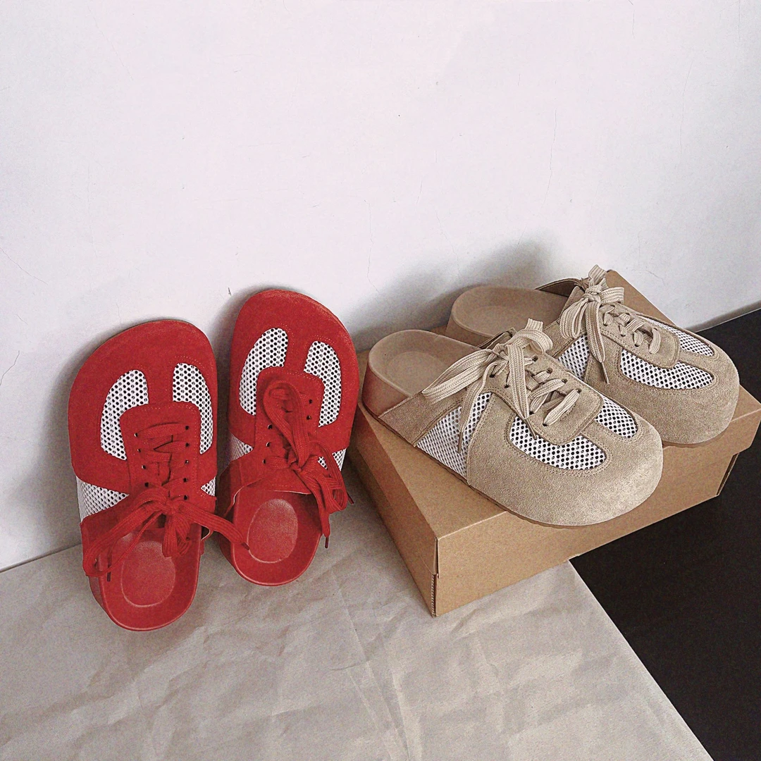 夏季百搭增高女厚底德训半拖细带懒人一脚蹬2025夏季韩版包头拖鞋