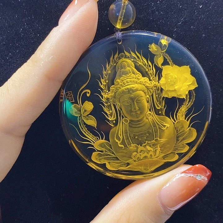 人***海蓝珀未镶嵌珠宝奇石墨西哥蓝珀观音