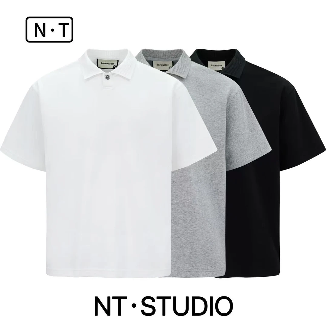 夏季新款果冻凉感磁吸扣POLO领圆领短袖T恤极简纯色百搭2962