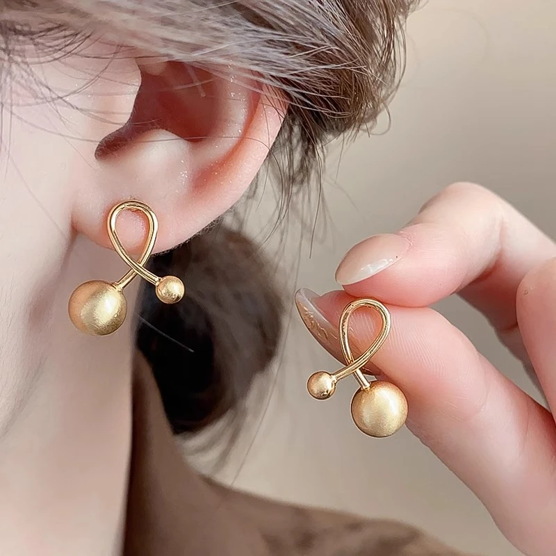 拉丝金属耳钉新款爆款高级感轻奢耳环小众设计感气质耳饰女5808