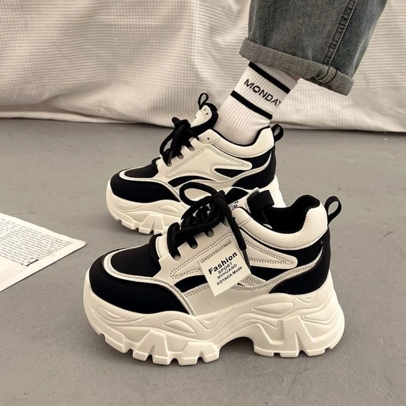 爆款百搭厚底老爹鞋女显脚小增高鞋2025新款春秋季松糕休闲运动鞋