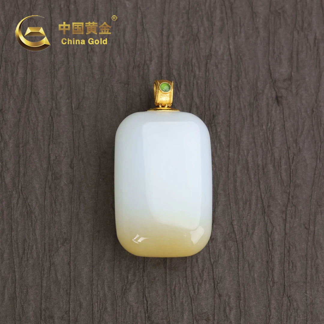 【中国黄金】莹时 | 和田玉*吊坠*18K金镶嵌*-D10518+UX003Y-L-Y